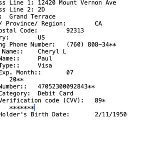 Fullz CC With California Driver's License And SSN
